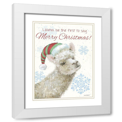 Llama White Modern Wood Framed Art Print with Double Matting by Phillips, Anita