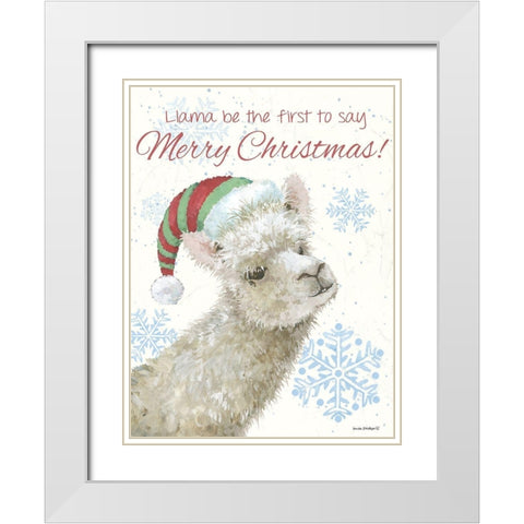 Llama White Modern Wood Framed Art Print with Double Matting by Phillips, Anita