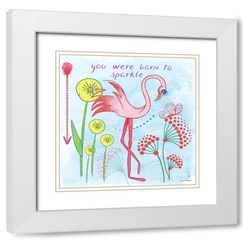 Born to Sparkle White Modern Wood Framed Art Print with Double Matting by Phillips, Anita