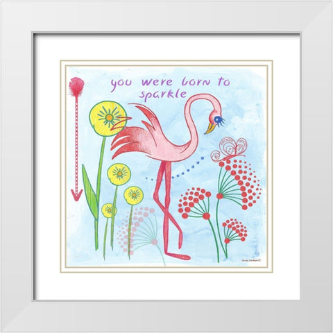 Born to Sparkle White Modern Wood Framed Art Print with Double Matting by Phillips, Anita