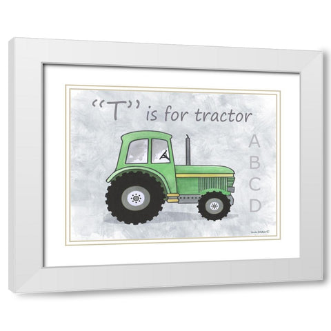 Tractor White Modern Wood Framed Art Print with Double Matting by Phillips, Anita