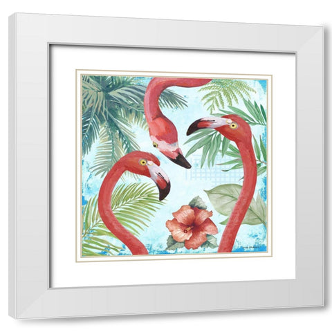 Flamingos II White Modern Wood Framed Art Print with Double Matting by Phillips, Anita