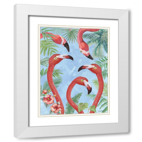 Flamingos IV White Modern Wood Framed Art Print with Double Matting by Phillips, Anita