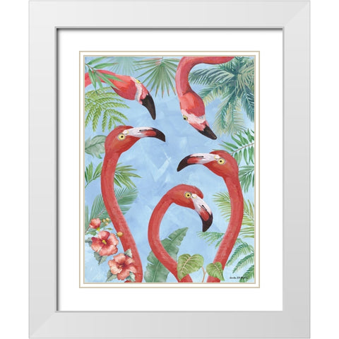 Flamingos IV White Modern Wood Framed Art Print with Double Matting by Phillips, Anita