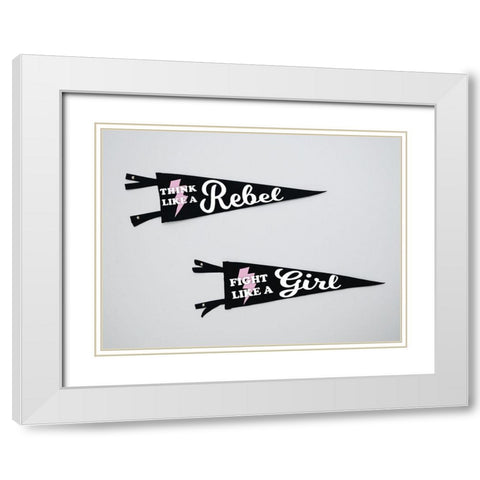 Pennants White Modern Wood Framed Art Print with Double Matting by Hutchins, Ashley