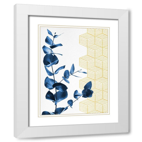 Blue White Modern Wood Framed Art Print with Double Matting by Hutchins, Ashley