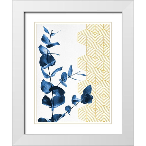 Blue White Modern Wood Framed Art Print with Double Matting by Hutchins, Ashley
