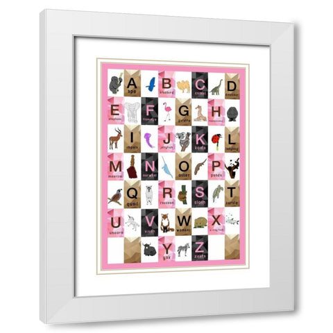Alphabet - Girls White Modern Wood Framed Art Print with Double Matting by Perrenoud, Aubree
