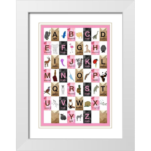 Alphabet - Girls White Modern Wood Framed Art Print with Double Matting by Perrenoud, Aubree