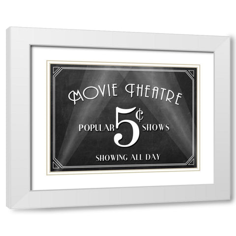 Movie Theatre White Modern Wood Framed Art Print with Double Matting by Perrenoud, Aubree