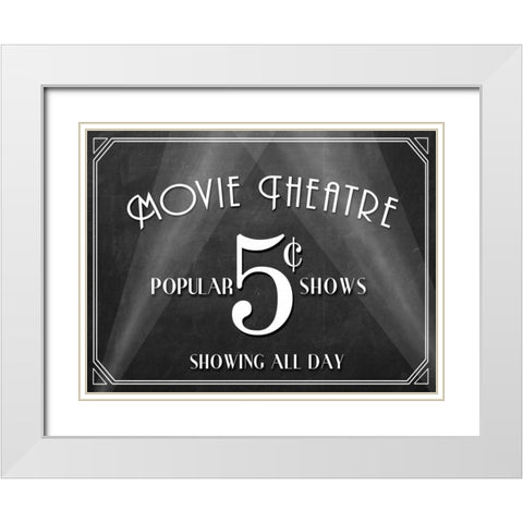 Movie Theatre White Modern Wood Framed Art Print with Double Matting by Perrenoud, Aubree