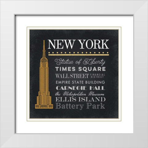 NYC Empire State Building White Modern Wood Framed Art Print with Double Matting by Perrenoud, Aubree