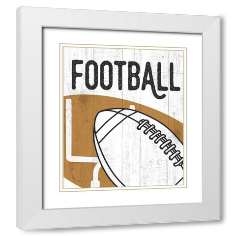 Football White Modern Wood Framed Art Print with Double Matting by Perrenoud, Aubree