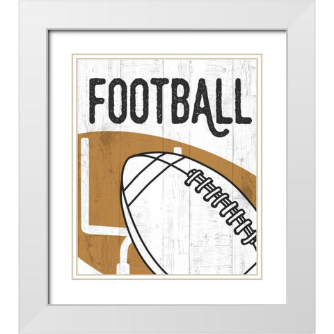 Football White Modern Wood Framed Art Print with Double Matting by Perrenoud, Aubree