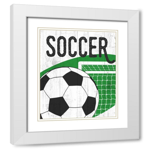 Soccer White Modern Wood Framed Art Print with Double Matting by Perrenoud, Aubree