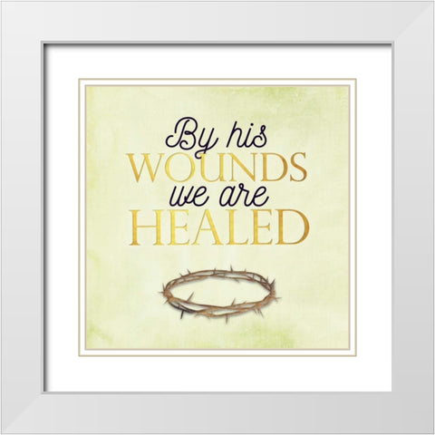 His Wounds White Modern Wood Framed Art Print with Double Matting by Perrenoud, Aubree