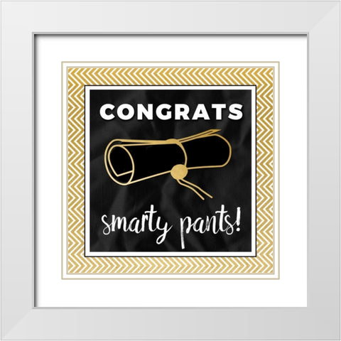 Smarty Pants in Gold White Modern Wood Framed Art Print with Double Matting by Perrenoud, Aubree