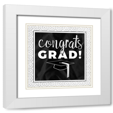 Congrats Grad! Silver White Modern Wood Framed Art Print with Double Matting by Perrenoud, Aubree