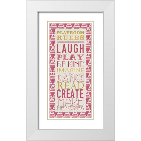 Playroom Rules White Modern Wood Framed Art Print with Double Matting by Perrenoud, Aubree