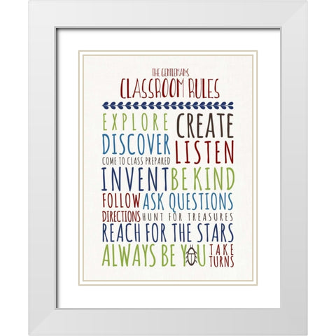 Gentlemans Classroom Rules White Modern Wood Framed Art Print with Double Matting by Perrenoud, Aubree