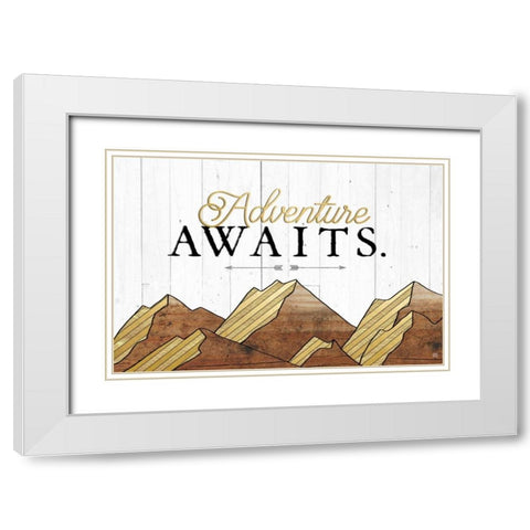 Adventure Awaits White Modern Wood Framed Art Print with Double Matting by Perrenoud, Aubree
