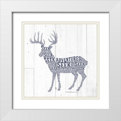 Deer Shiplap White Modern Wood Framed Art Print with Double Matting by Perrenoud, Aubree