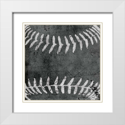 Baseball White Modern Wood Framed Art Print with Double Matting by Perrenoud, Aubree