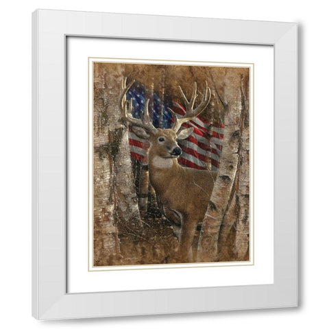 Whitetail Buck America White Modern Wood Framed Art Print with Double Matting by Bogle, Collin