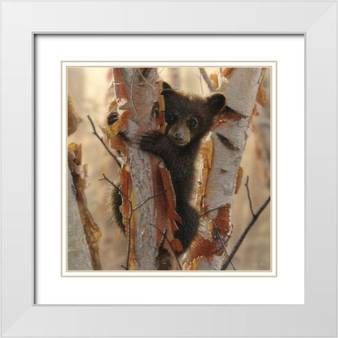 Curious Cub II White Modern Wood Framed Art Print with Double Matting by Bogle, Collin