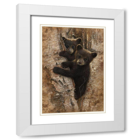 Curious Cubs White Modern Wood Framed Art Print with Double Matting by Bogle, Collin