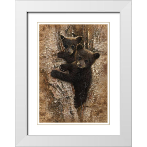Curious Cubs White Modern Wood Framed Art Print with Double Matting by Bogle, Collin