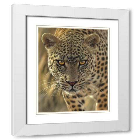 Leopard - On the Prowl White Modern Wood Framed Art Print with Double Matting by Bogle, Collin