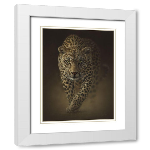 Leopard - Savage White Modern Wood Framed Art Print with Double Matting by Bogle, Collin