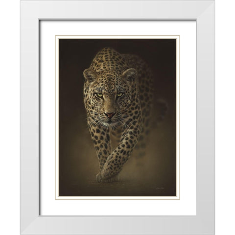 Leopard - Savage White Modern Wood Framed Art Print with Double Matting by Bogle, Collin