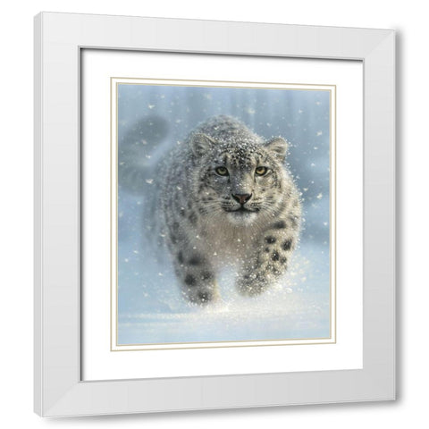 Snow Leopard - Snow Ghost - Vertical White Modern Wood Framed Art Print with Double Matting by Bogle, Collin