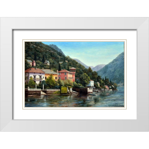The Lenno Shore White Modern Wood Framed Art Print with Double Matting by Felisky, Barbara
