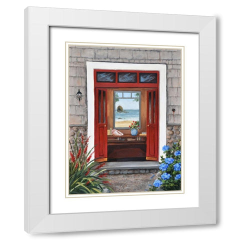 Beach House Entry White Modern Wood Framed Art Print with Double Matting by Felisky, Barbara