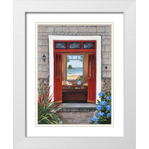 Beach House Entry White Modern Wood Framed Art Print with Double Matting by Felisky, Barbara