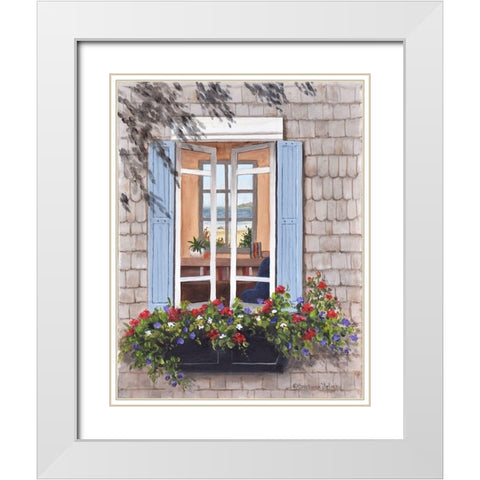 Beach House Window White Modern Wood Framed Art Print with Double Matting by Felisky, Barbara