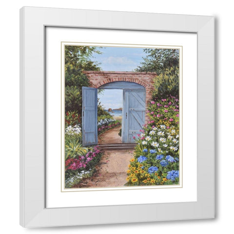 Beach House Courtyard White Modern Wood Framed Art Print with Double Matting by Felisky, Barbara