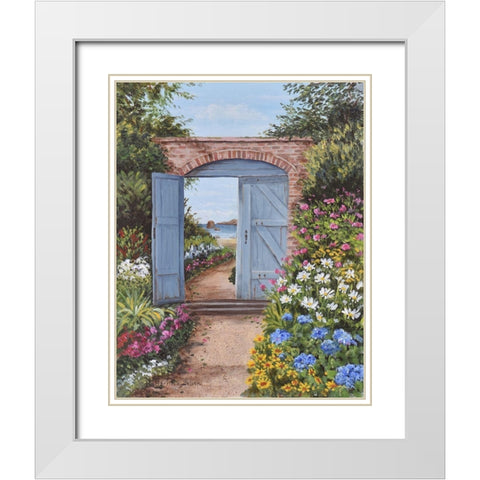 Beach House Courtyard White Modern Wood Framed Art Print with Double Matting by Felisky, Barbara