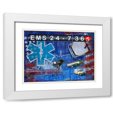 EMS 24-7 365 White Modern Wood Framed Art Print with Double Matting by Baldwin, Jim