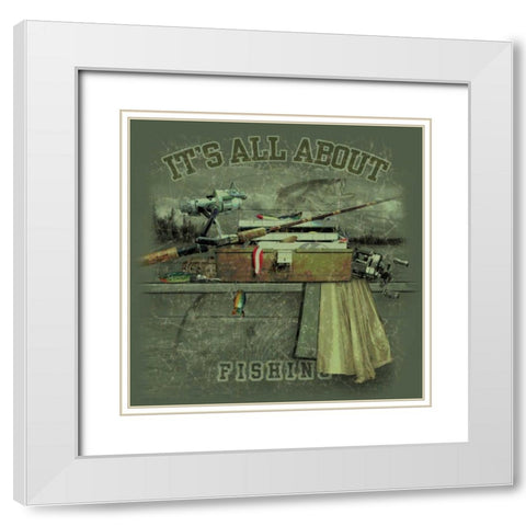 Freshwater Fishing White Modern Wood Framed Art Print with Double Matting by Baldwin, Jim