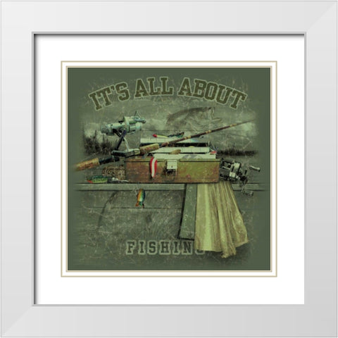 Freshwater Fishing White Modern Wood Framed Art Print with Double Matting by Baldwin, Jim