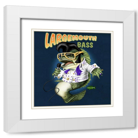 Largemouth Bass White Modern Wood Framed Art Print with Double Matting by Baldwin, Jim