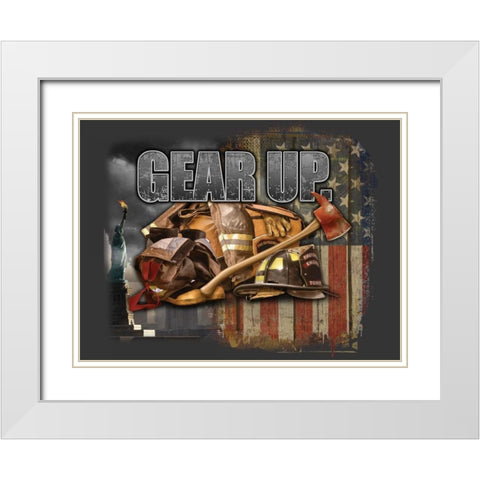 Gear Up White Modern Wood Framed Art Print with Double Matting by Baldwin, Jim