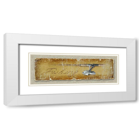 Fishing White Modern Wood Framed Art Print with Double Matting by Baldwin, Jim