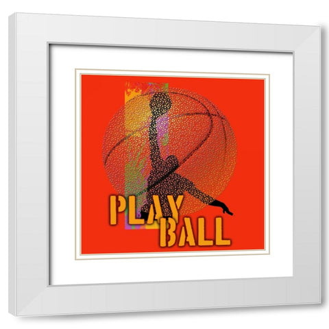 Play Ball - Basketball White Modern Wood Framed Art Print with Double Matting by Baldwin, Jim