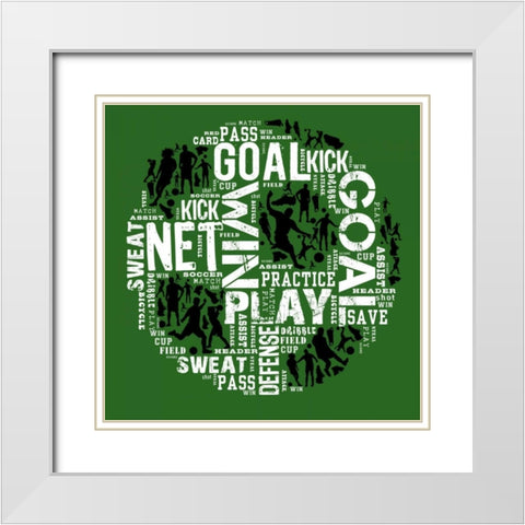 Soccer - Green White Modern Wood Framed Art Print with Double Matting by Baldwin, Jim
