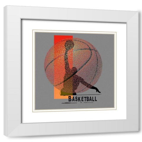 Basketball White Modern Wood Framed Art Print with Double Matting by Baldwin, Jim